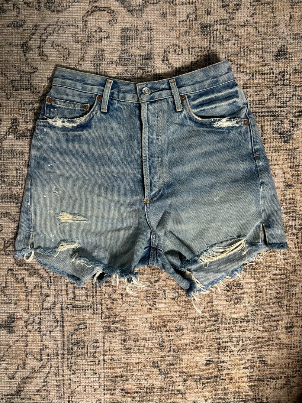Agolde Dee Light Blue High-Rise Denim Shorts